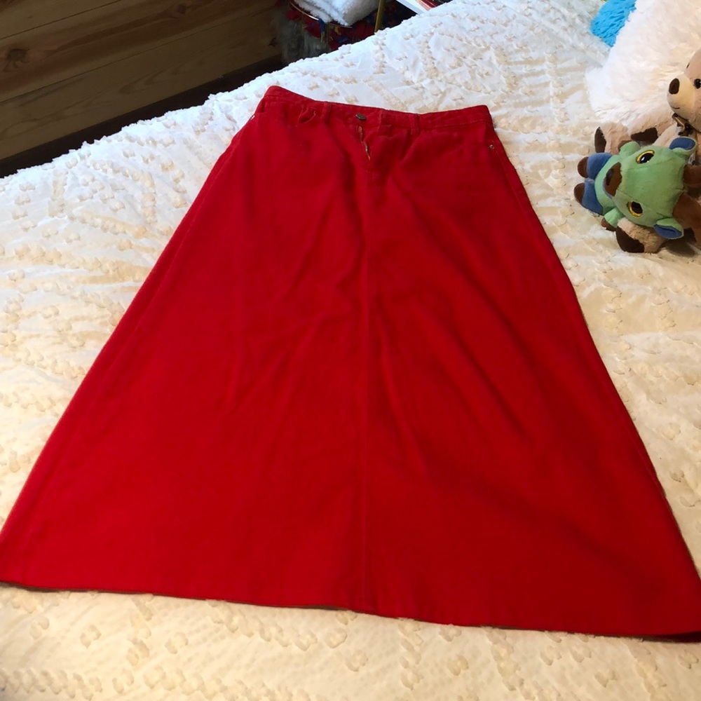 Red Denim Skirt